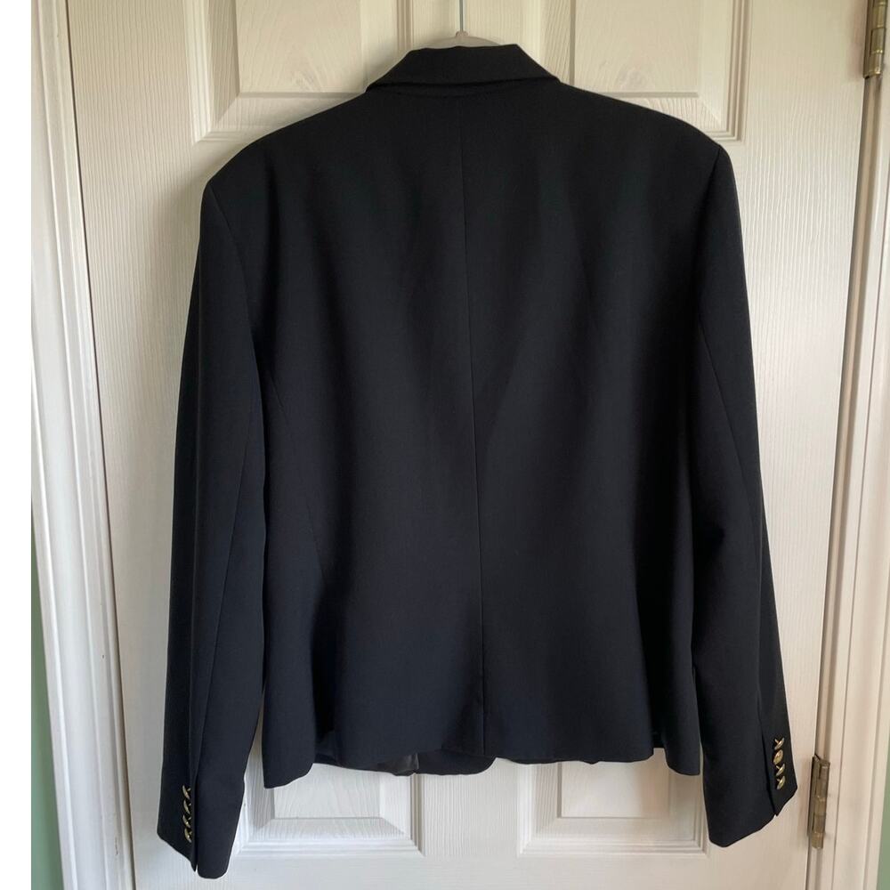 Chaps Dakota Blazer Jacket Black Embroidered Crest Gold Buttons Sz XL Preppy - Picture 2 of 10